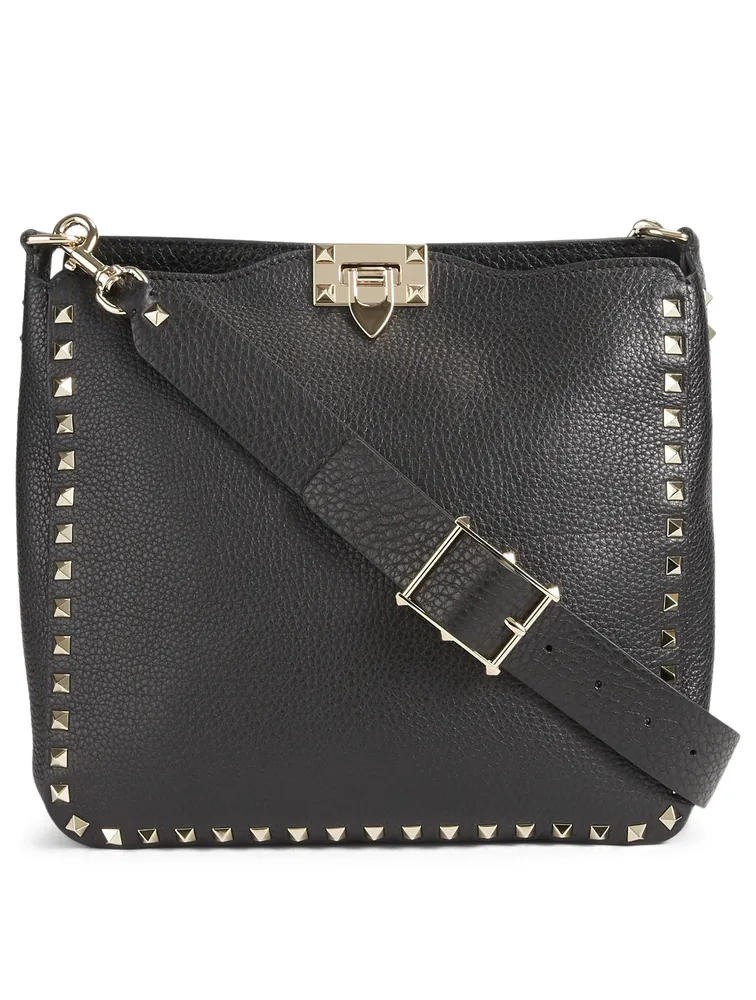 Medium Rockstud Leather Hobo Bag