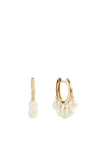 14K Gold Huggie Earrings With Pearls