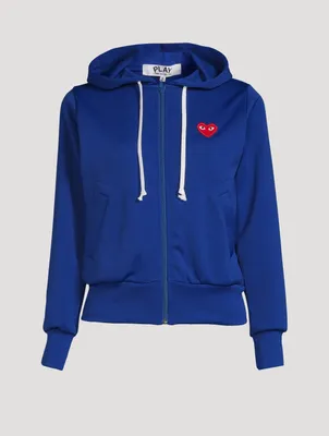Embroidered Heart Zip-Up Hoodie