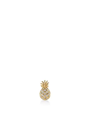 14K Gold Pineapple Stud Earring With Diamonds