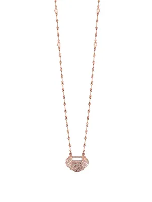 Large Yu Yi 18K Rose Gold Necklace With Diamonds