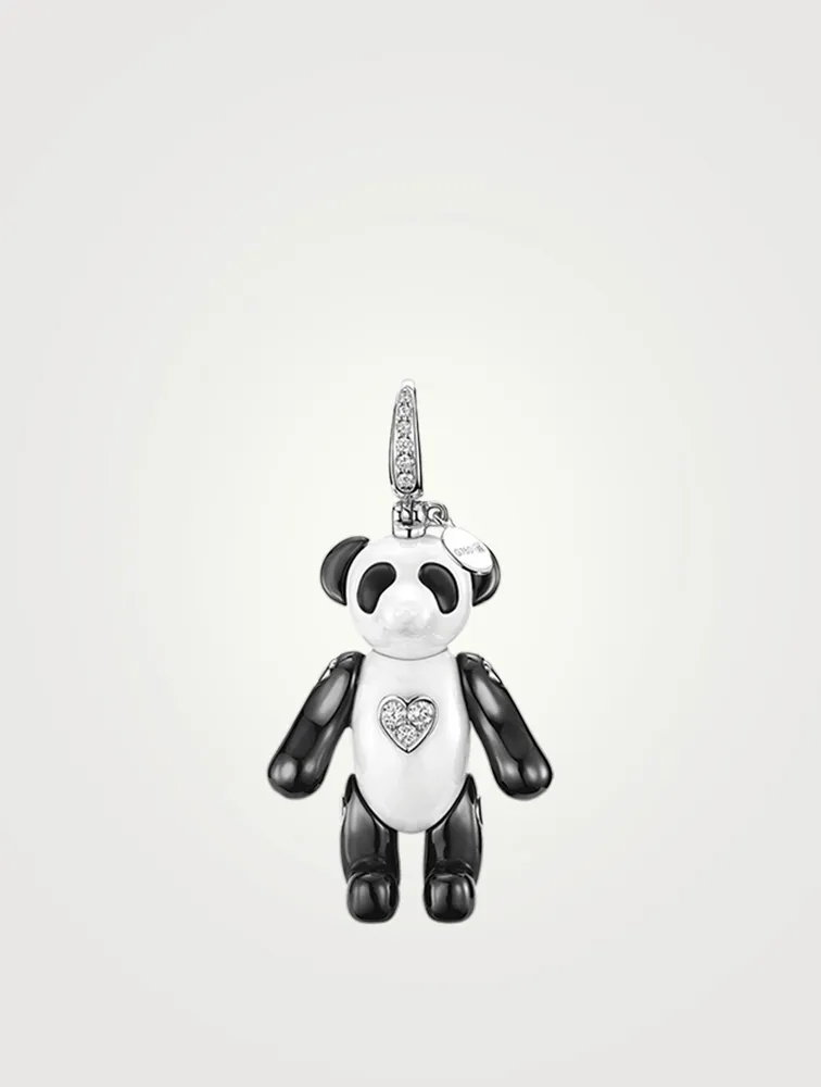 Medium Bo Bo 18K White Gold Bear Pendant With Diamonds