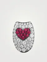 High Fashion Bo Bo 18K White Gold Heart Outfit With Diamonds And Rubies