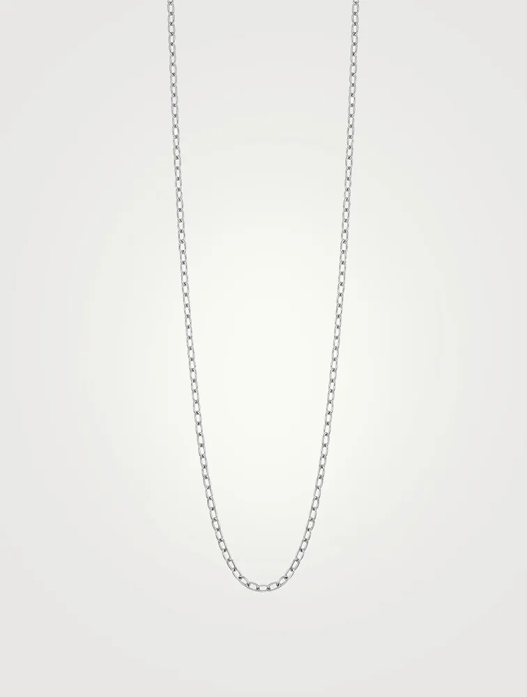 24-Inch 18K White Gold Chain Link Necklace