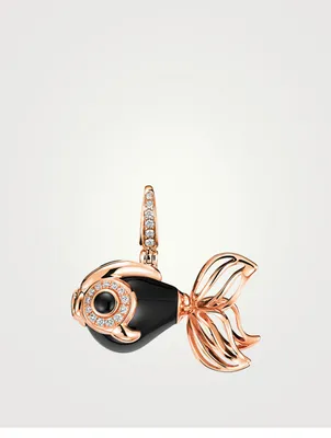 Small Qin Qin 18K Rose Gold Pendant With Onyx And Diamonds