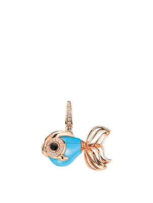 Small Qin Qin 18K Rose Gold Pendant With Turquoise And Diamonds
