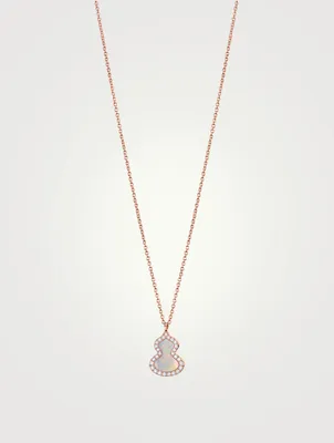 Petite Wulu 18K Rose Gold Necklace With Diamonds And Mother Of Pearl