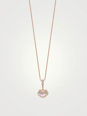 Petite Yu Yi 18K Rose Gold Necklace With Mother-Of-Pearl And Diamonds