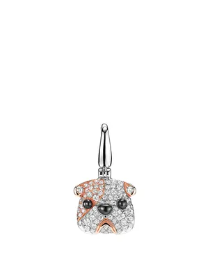 Small Wang Wang 18K White And Rose Gold Bulldog Pendant With Diamonds