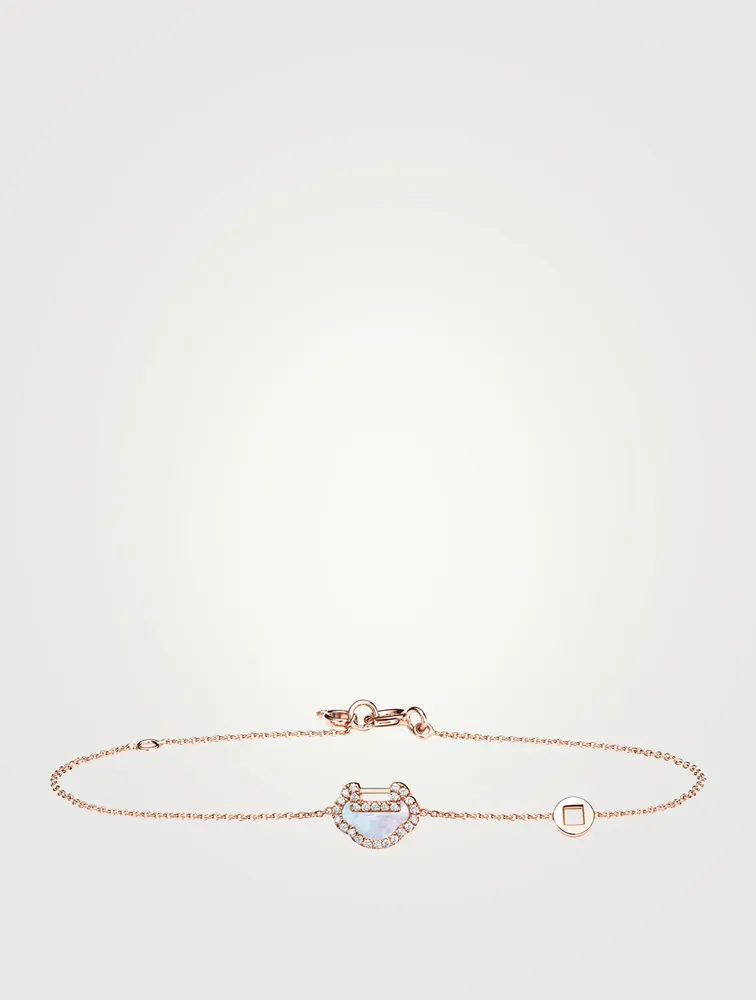 Petite Yu Yi 18K Rose Gold Bracelet With Mother-Of-Pearl And Diamonds