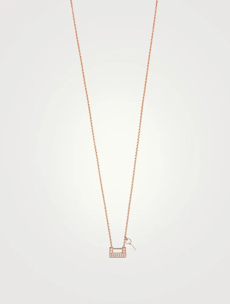 Yu Yi 18K Rose Gold Lock With Key Necklace With Diamonds