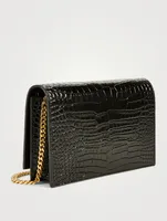 Kate YSL Monogram Croc-Embossed Shiny Leather Chain Wallet Bag With Tassel