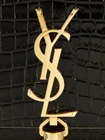 Kate YSL Monogram Croc-Embossed Shiny Leather Chain Wallet Bag With Tassel