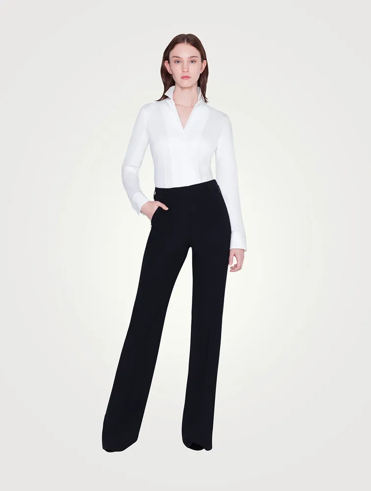 Farrah Wool High-Rise Bootcut Pants