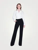 Farrah Wool High-Rise Bootcut Pants