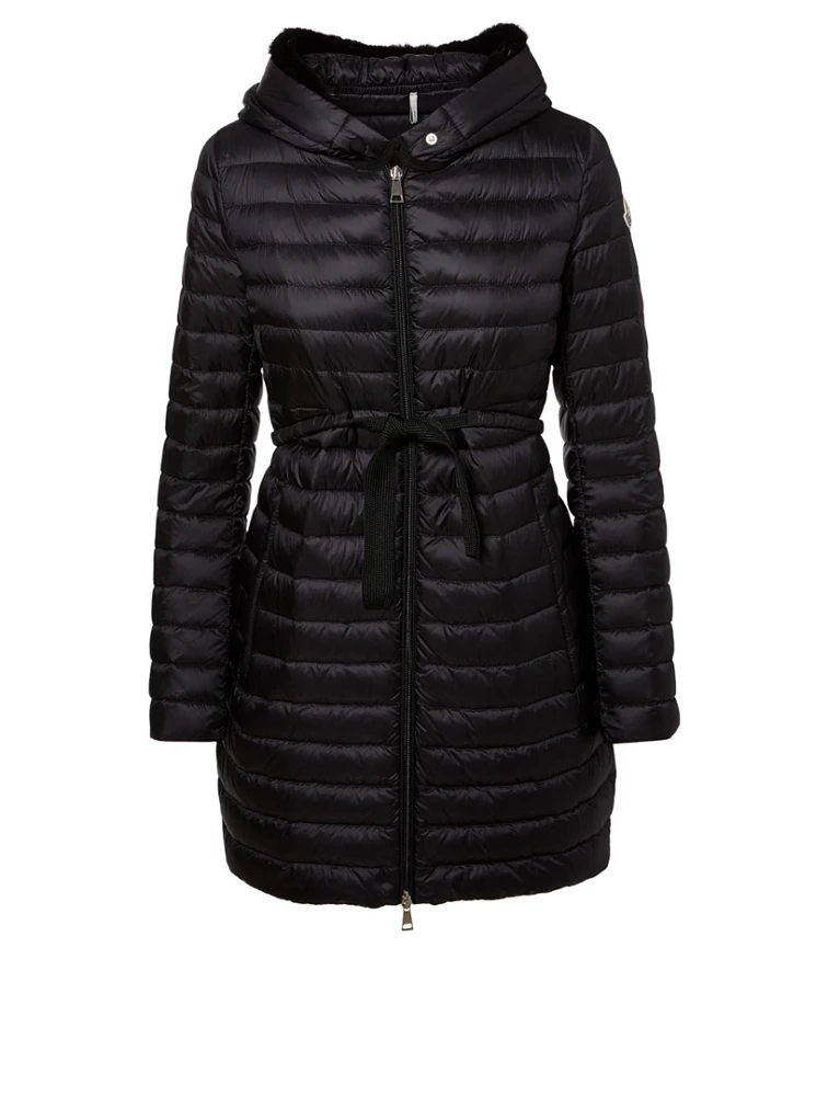 Barbel Down Puffer Coat With Fur Hood