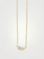 Small 14K Gold Paisley Necklace With Turquoise And Diamonds