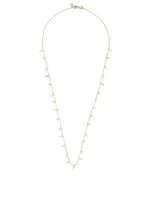 14K Gold Fringe Drop Necklace With Diamonds