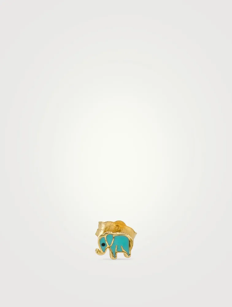 Mini 14K Gold Elephant Single Stud Earring