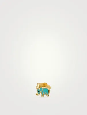 Mini 14K Gold Elephant Single Stud Earring