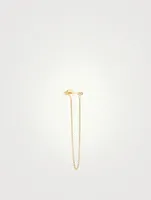 14K Gold Single Chain Drop Earring With Diamond