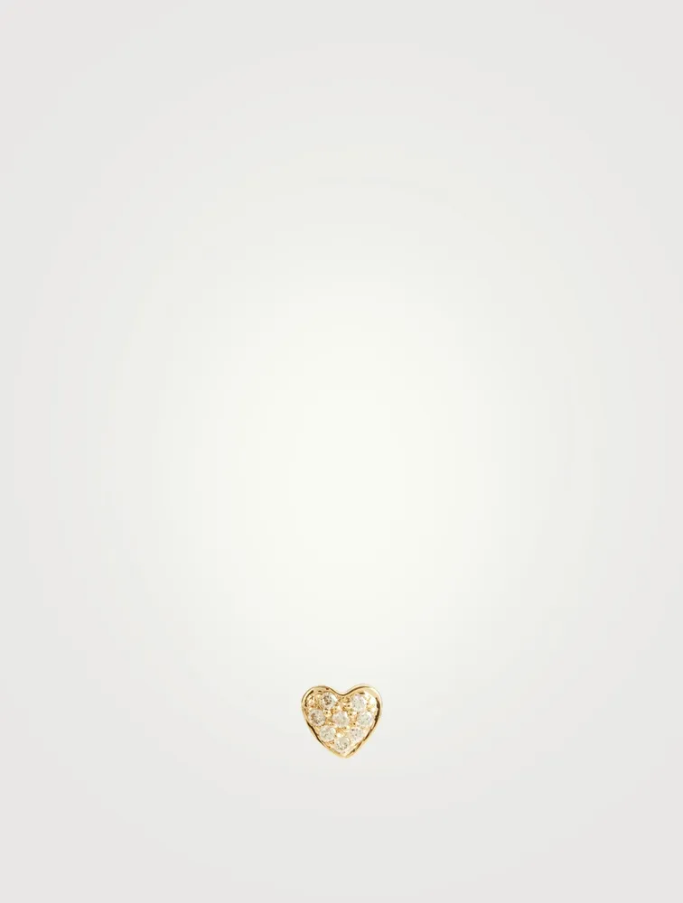 14K Rose Gold Baby Heart Stud Earring With Diamonds