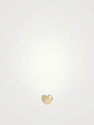 14K Rose Gold Baby Heart Stud Earring With Diamonds