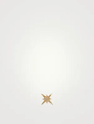 Small 14K Gold Starburst Single Stud Earring With Diamonds