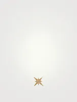 Small 14K Gold Starburst Single Stud Earring With Diamonds