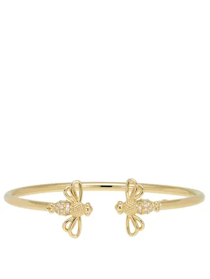 18K Gold Bee Bellina Bangle Bracelet With Diamonds