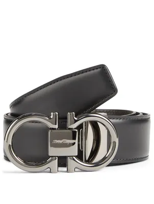 Adjustable And Reversible Gancini Leather Belt