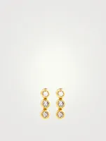 Mini 18K Gold Triple Bezel Earrings With Diamonds