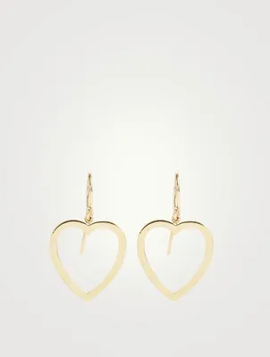 Large Gold Open Heart Drop Earrings
