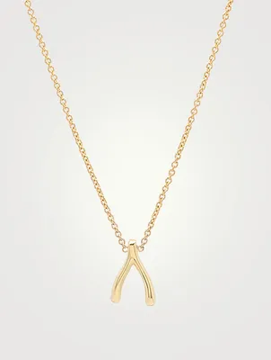 Mini Gold Wishbone Necklace