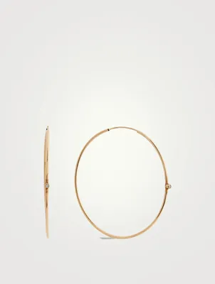 Medium Thin Hoops With Diamond