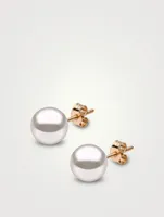 18K Yellow Gold Pearl Stud Earrings