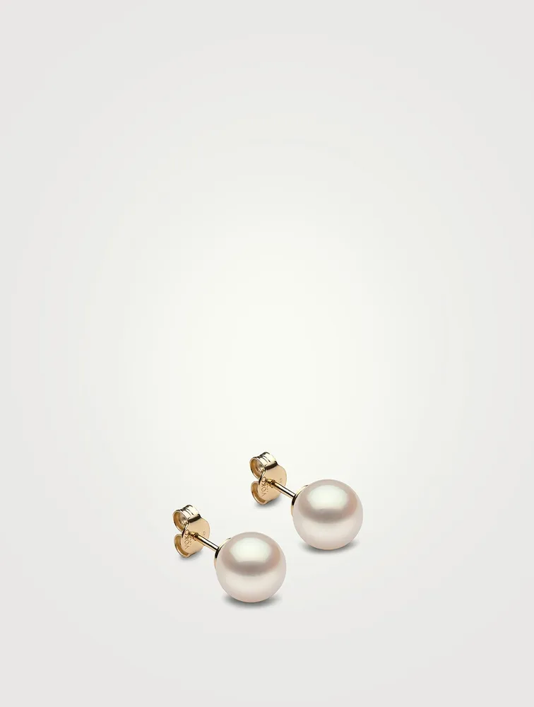 Medium 18K Yellow Gold Pearl Stud Earrings