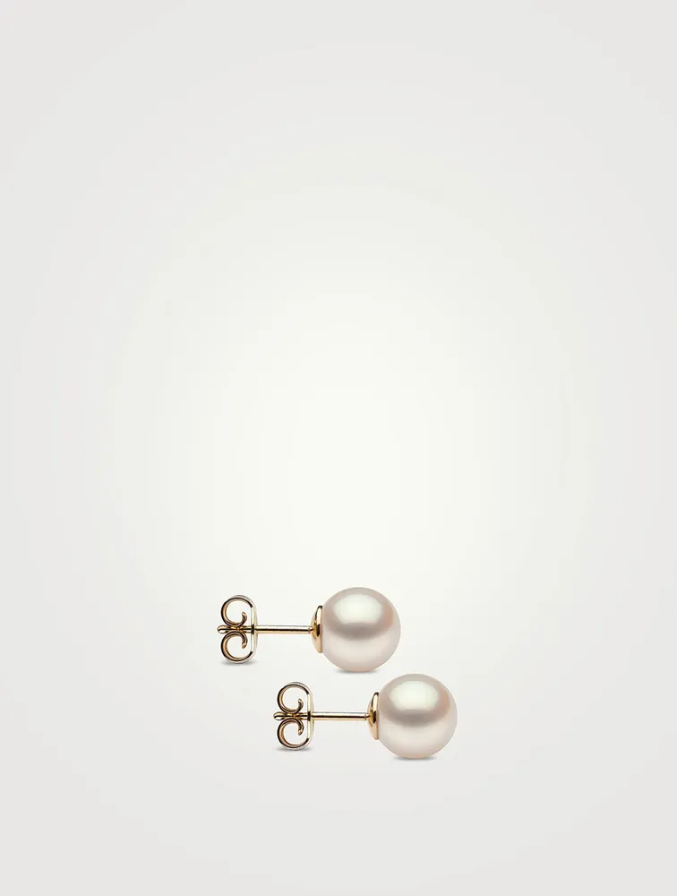 Medium 18K Yellow Gold Pearl Stud Earrings