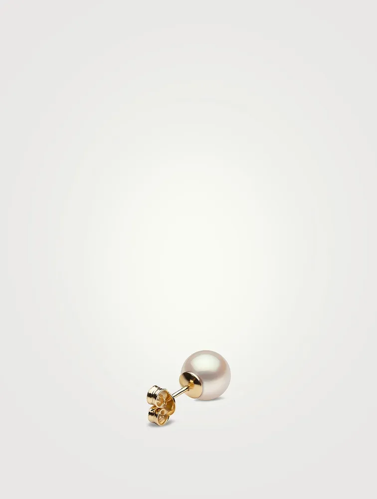 Medium 18K Yellow Gold Pearl Stud Earrings