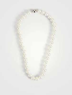 18K White Gold Large Pearl Strand Necklace