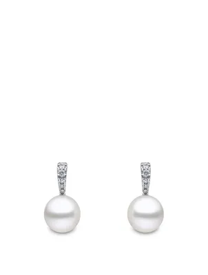 18K White Gold Pearl And Diamond Earrings