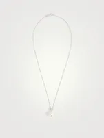 18K White Gold Necklace With Pearl And Diamond Pendant