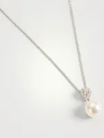 18K White Gold Necklace With Pearl And Diamond Pendant