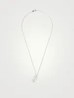 18K White Gold Necklace With Pearl And Diamond Loop Pendant