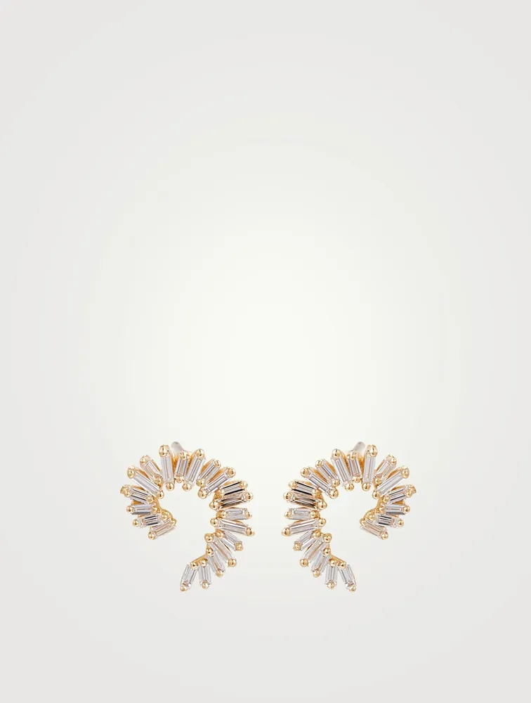 Fireworks 18K Gold Spiral Earrings With Diamonds