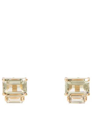 Amalfi 14K Gold Earrings With Green Amethyst