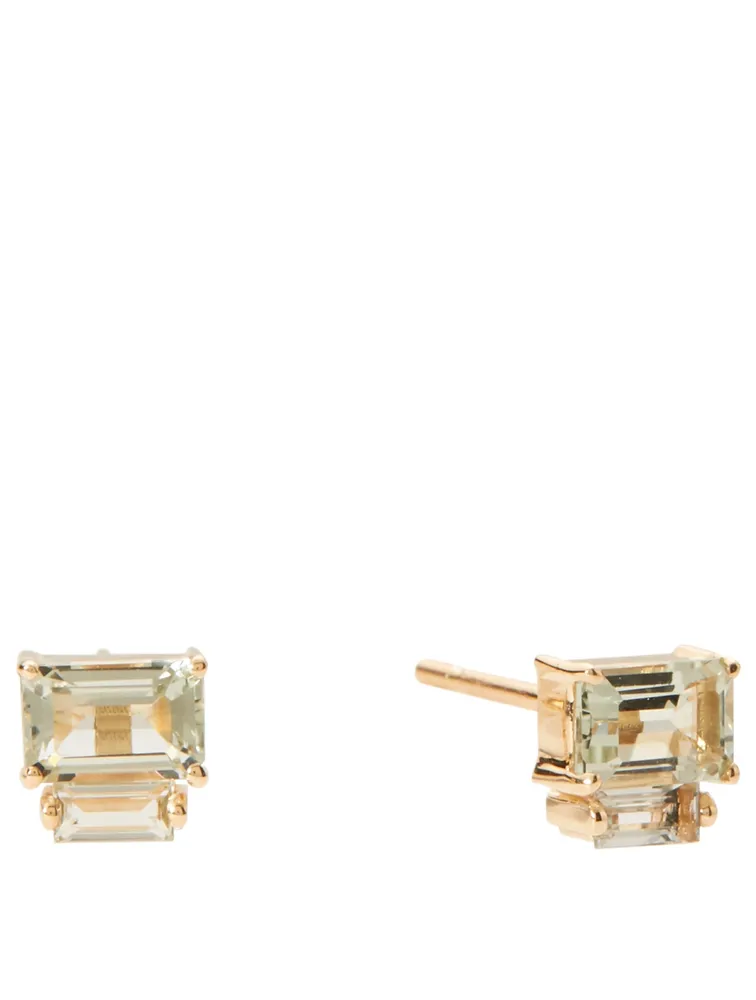 Amalfi 14K Gold Earrings With Green Amethyst