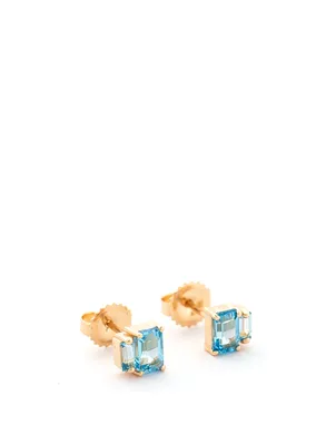 14K Gold Grace Earrings With Blue Topaz