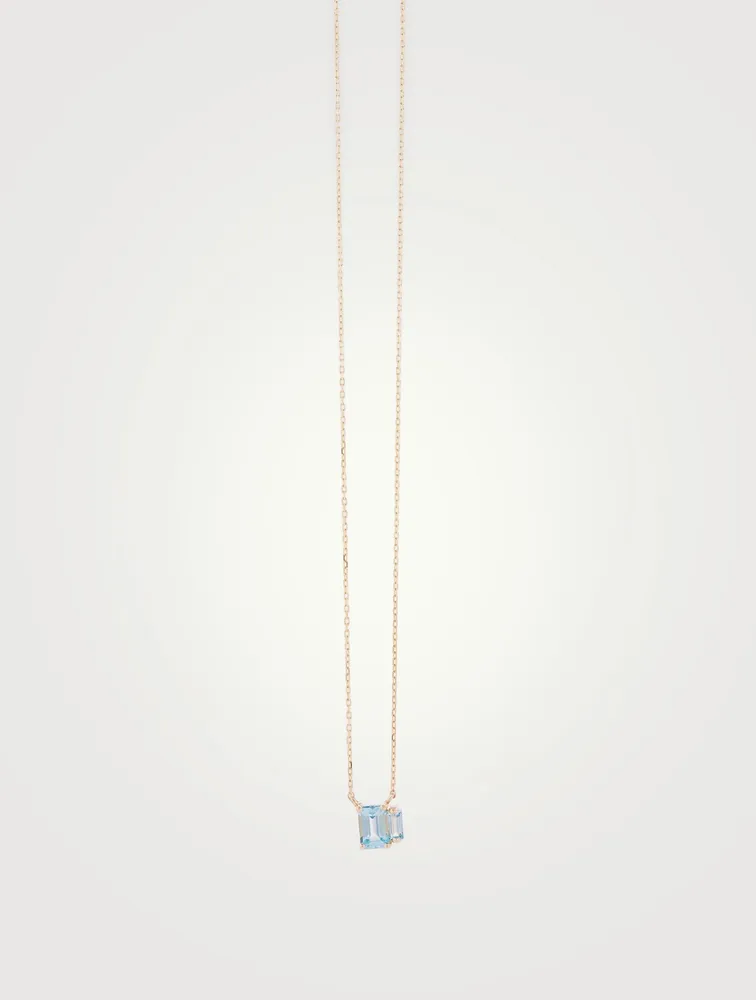 14K Gold Amalfi Pendant Necklace With Blue Topaz