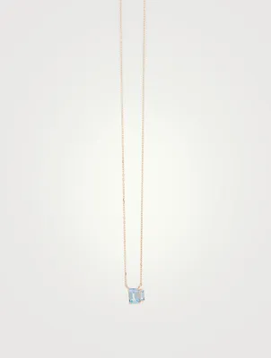 14K Gold Amalfi Pendant Necklace With Blue Topaz